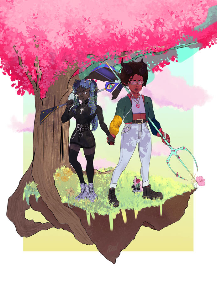 asked my instagram followers to name an aspect of each character and I'd draw them together. A challenge of sorts.