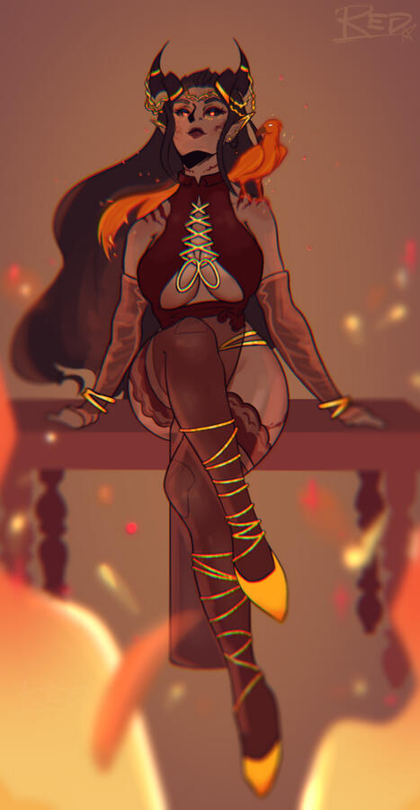 Participated in art fight. Drew someone elses demon girl character